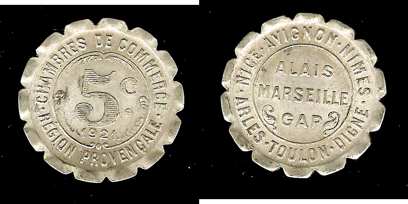 Provence(Regiont) CDC 5 centimes 1921 EF+